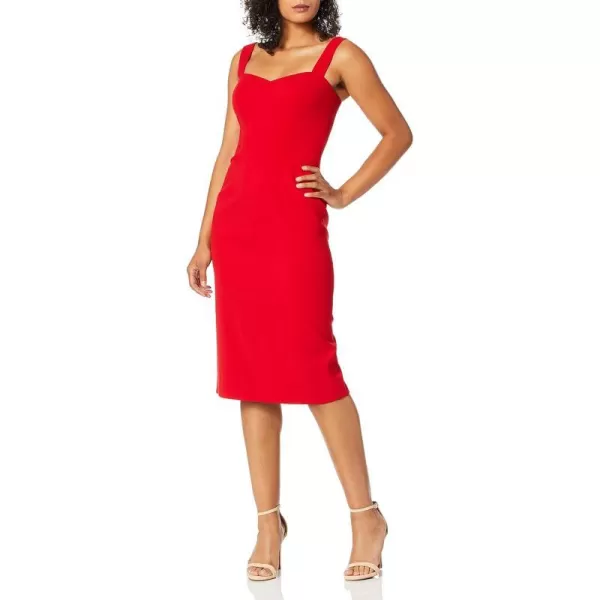 Dress the Population Womens Nicole Sleeveless Bodycon Stretch Midi Sheath DressRouge