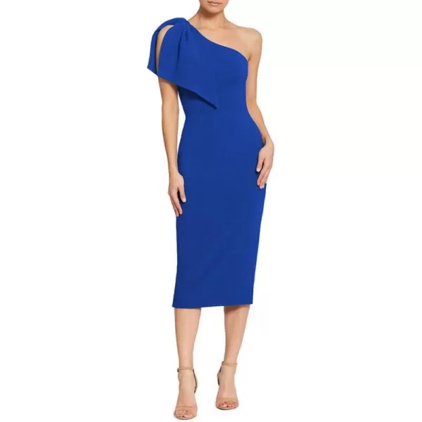 Dress the Population Womens Tiffany One Shoulder Bow Detail Midi Sheath DressElectric Blue