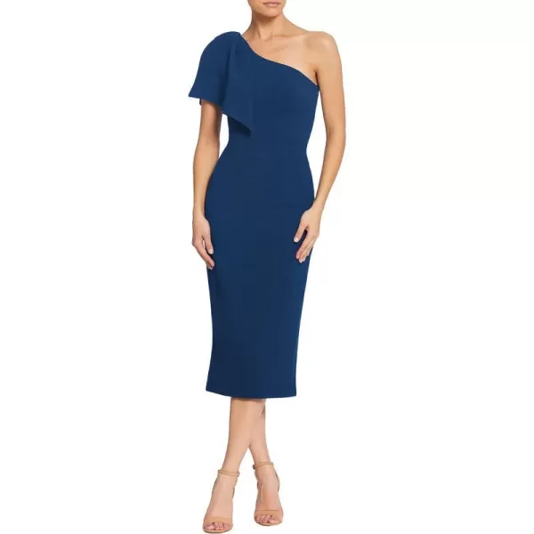 Dress the Population Womens Tiffany One Shoulder Bow Detail Midi Sheath DressPacific
