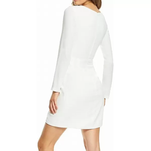 Dress the Population Womens Coby Long Sleeve Stretch Crepe Twist Short DressOffwhite