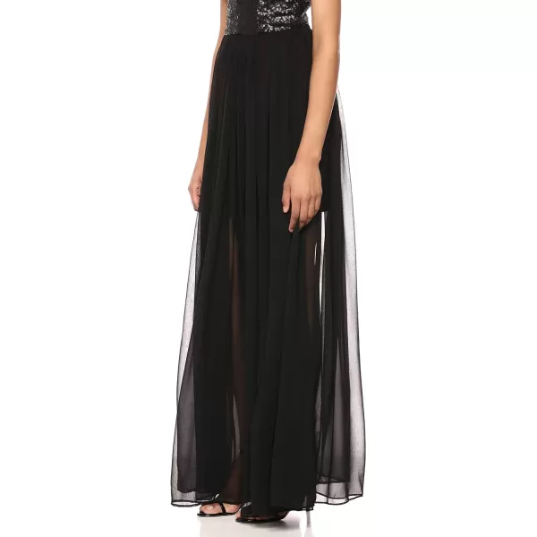 Dress the Population Womens Lori Sequin and Chiffon Fit amp Flare Sleeveless Long DressMatte Black