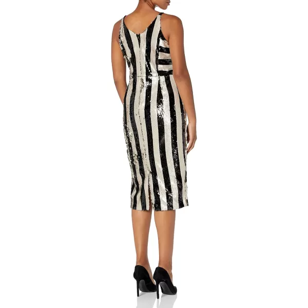 Dress the Population Womens Margo Sleeveless Sequin Stretch Midi DressBlackBone