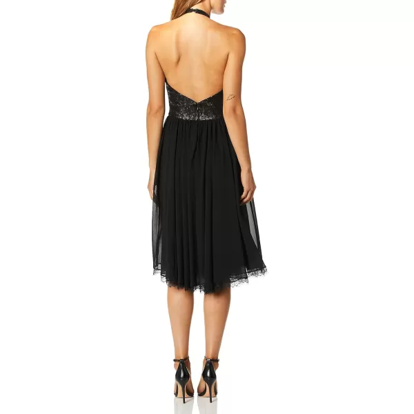 Dress the Population Womens Tatiana Sequin Halter Fit amp Flare Midi DressBlackBlack