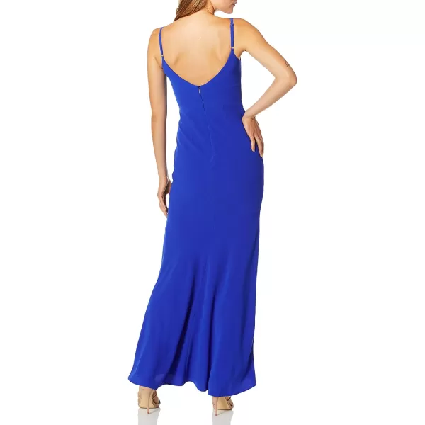 Dress the Population Womens Jodi Sleeveless Solid Stretch Basic Long Gown DressElectric Blue