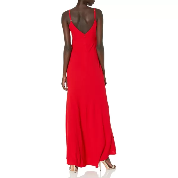 Dress the Population Womens Jodi Sleeveless Solid Stretch Basic Long Gown DressRouge