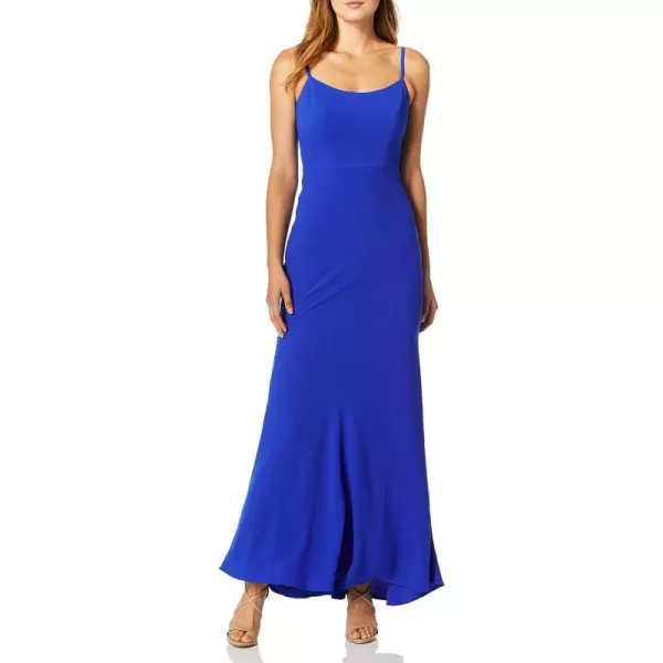 Dress the Population Womens Jodi Sleeveless Solid Stretch Basic Long Gown DressElectric Blue