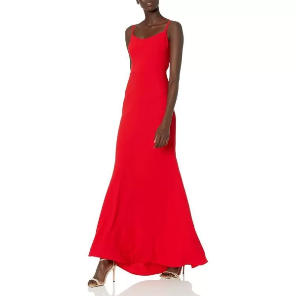 Dress the Population Womens Jodi Sleeveless Solid Stretch Basic Long Gown DressRouge