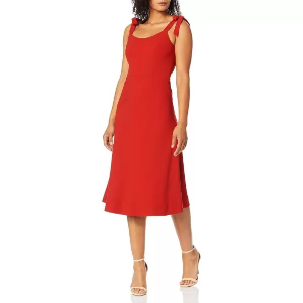 Dress the Population Womens Hana Sleeveless Midi Aline Fit amp Flare Dress W BowsRouge