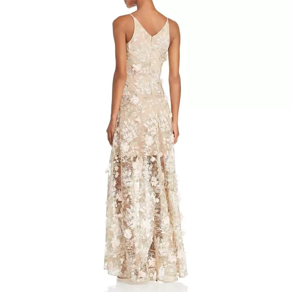 Dress the Population Womens Embellished Plunging Gown Sleeveless Floral Long DressPink Floral