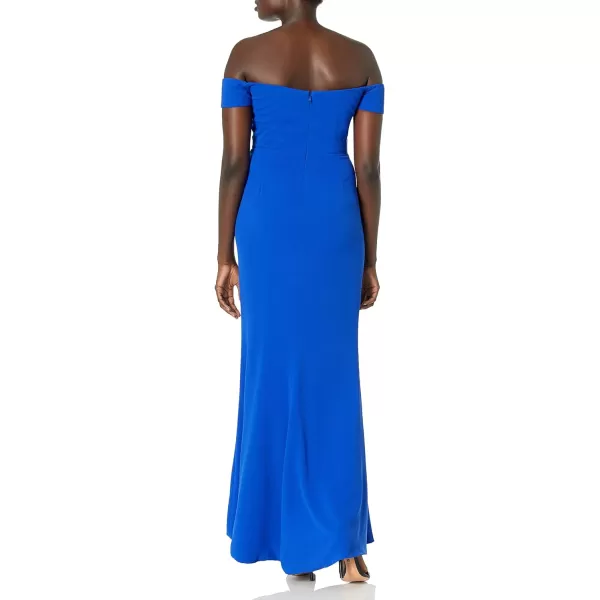 Dress the Population Womens Logan Off Shoulder Sweetheart Bodycon Long Gown Dress W SlitElectric Blue