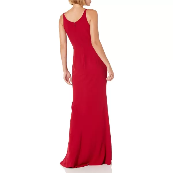 Iris Spaghetti Strap Plunging Long DressGarnet 17