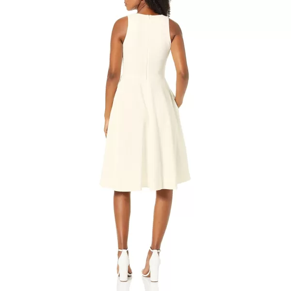 Dress the Population Womens Catalina Solid Sleeveless Fit ampamp Flare Midi DressOffwhite
