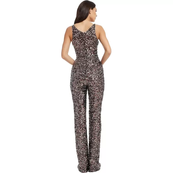 Dress the Population Womens Charlie Plunging JumpsuitGunmetal Multi