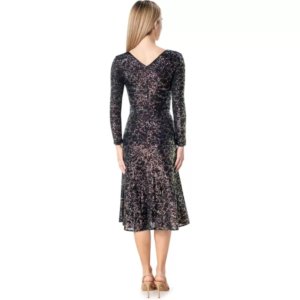 Dress the Population Womens Daphne Fit and Flare Midi DressAmber Multi