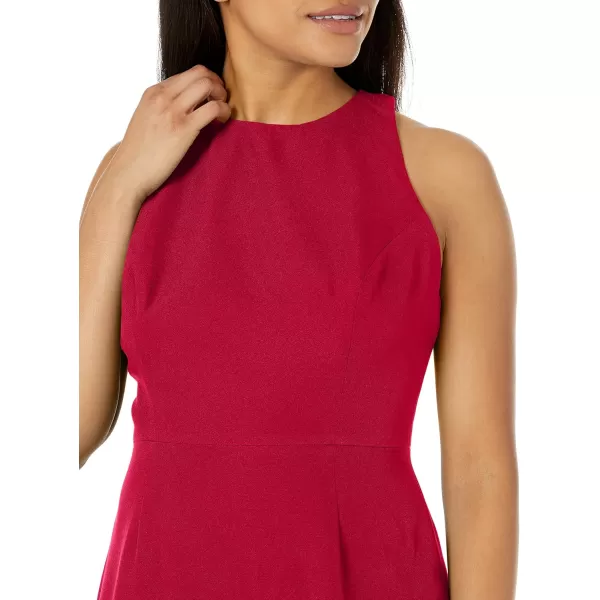 Dress the Population Womens Emme High Neck Tie Back Body Con Midi DressGarnet
