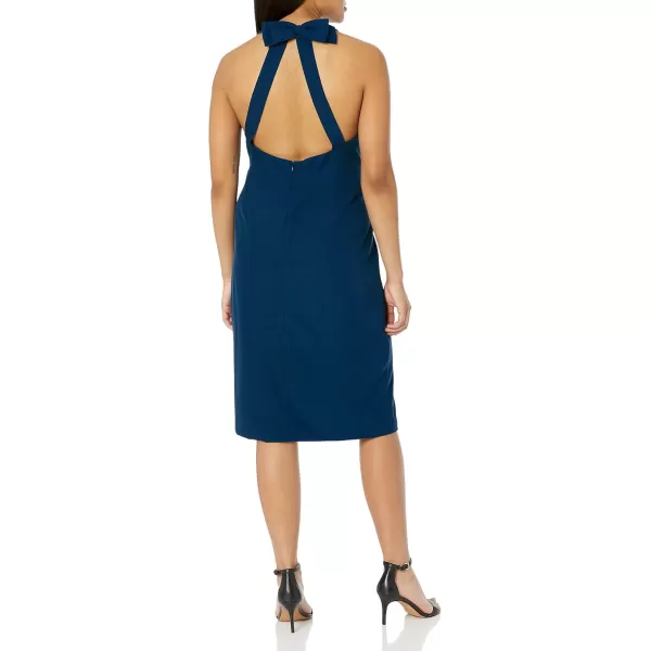 Dress the Population Womens Emme High Neck Tie Back Body Con Midi DressPeacock Blue