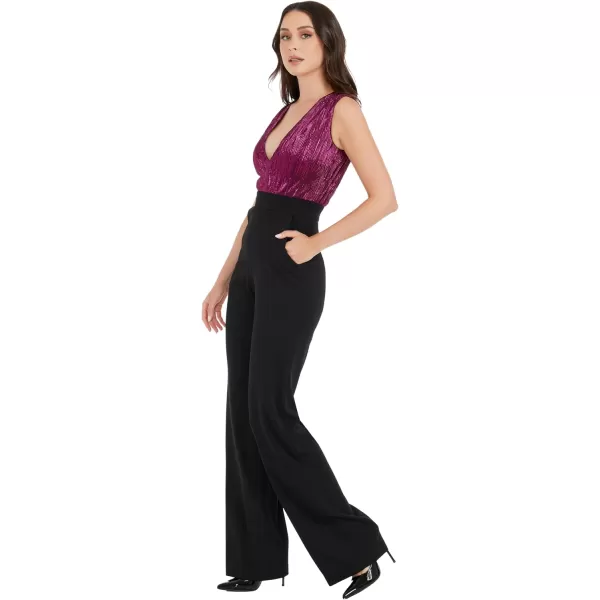Dress the Population Womens Everette JumpsuitBlackfuchsia