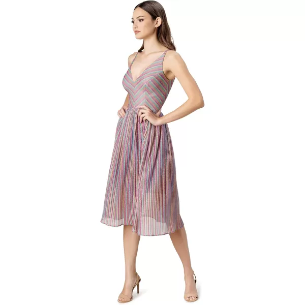 Dress the Population Womens Haley Fit and Flare Midi DressBright Magenta Multi