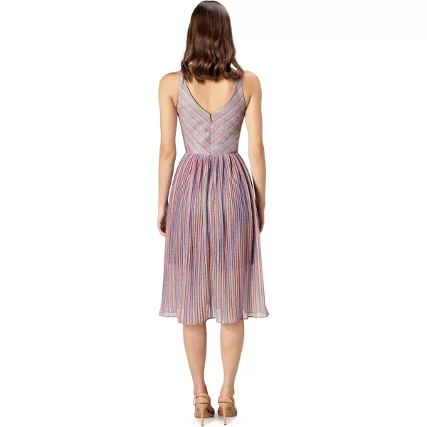 Dress the Population Womens Haley Fit and Flare Midi DressBright Magenta Multi