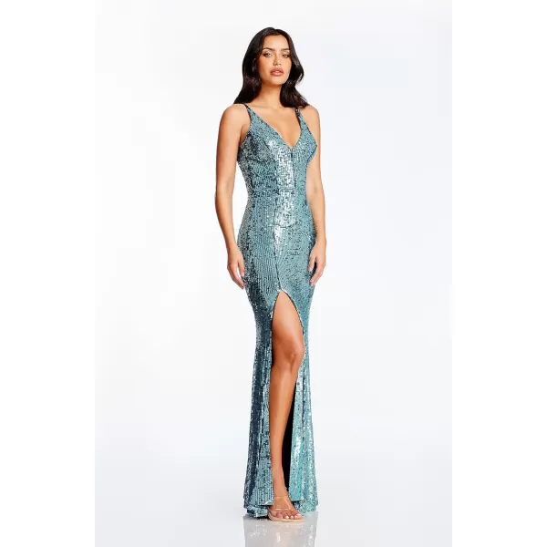 Dress the Population Womens Iris Bodycon Maxi DressIce Blue Multi