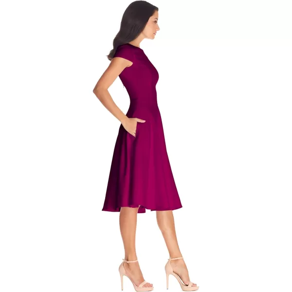 Dress the Population Womens Livia Midi High DressDark Magenta