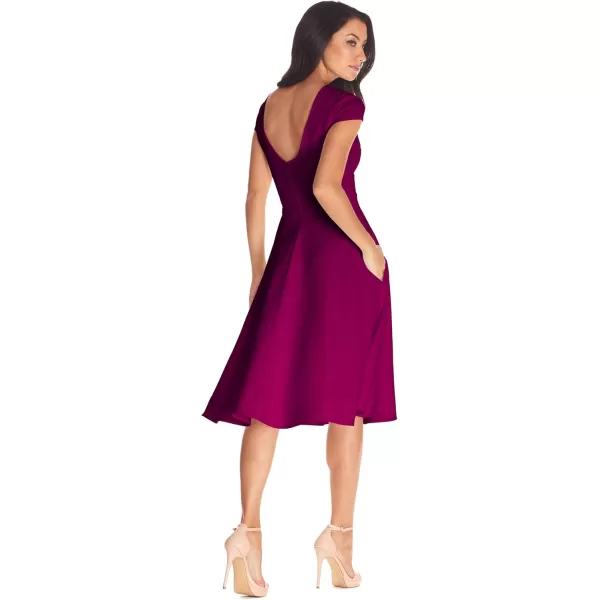 Dress the Population Womens Livia Midi High DressDark Magenta