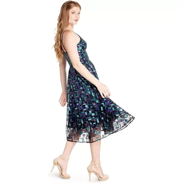 Dress the Population Womens Maren Fit and Flare Midi DressViolet Multi