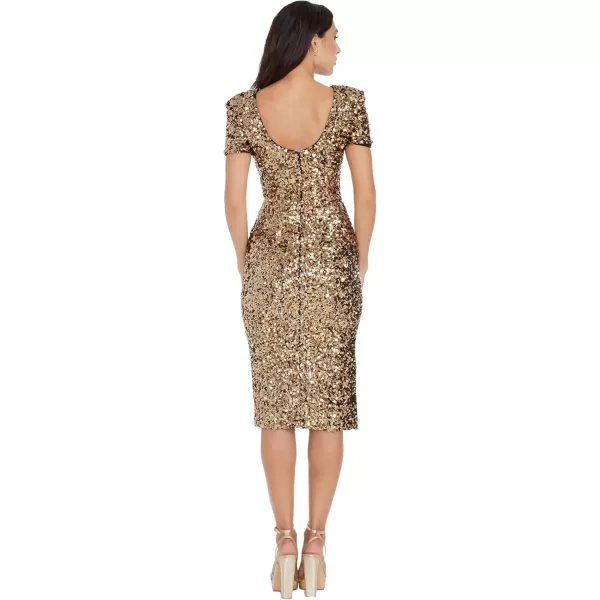 Dress the Population Womens Natasha Bodycon Midi DressGold