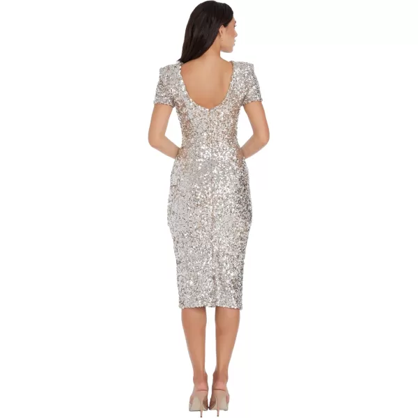 Dress the Population Womens Natasha Bodycon Midi DressSilver