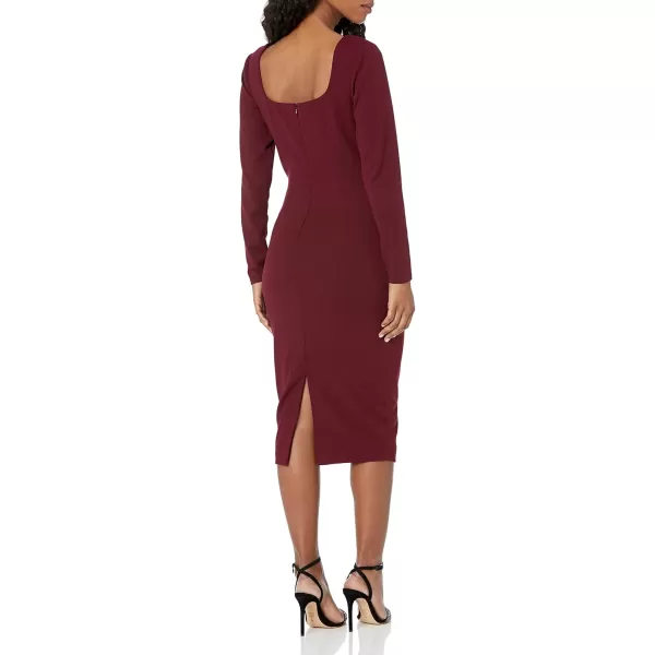 Dress the Population Womens Sonia Bodycon KneeLength DressBurgundy