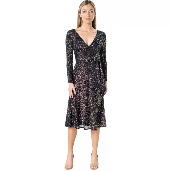 Dress the Population Womens Daphne Fit and Flare Midi DressAmber Multi