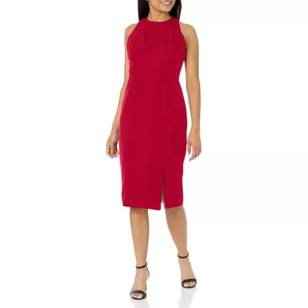 Dress the Population Womens Emme High Neck Tie Back Body Con Midi DressGarnet