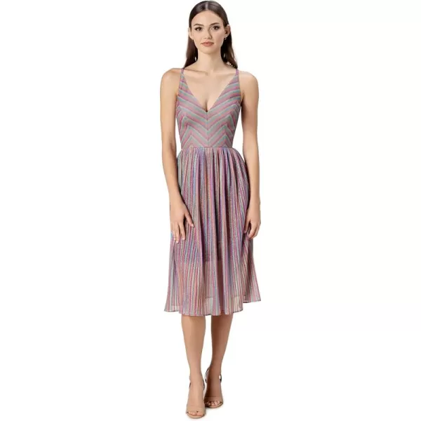 Dress the Population Womens Haley Fit and Flare Midi DressBright Magenta Multi