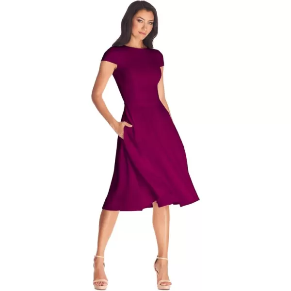 Dress the Population Womens Livia Midi High DressDark Magenta