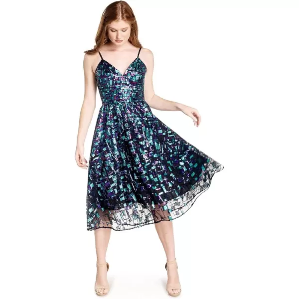 Dress the Population Womens Maren Fit and Flare Midi DressViolet Multi