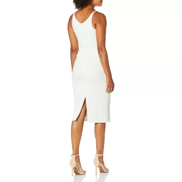 imageDress the Population Womens Lyla Solid Sleeveless Fitted Midi Sheath DressOffwhite