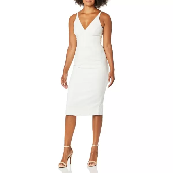 imageDress the Population Womens Lyla Solid Sleeveless Fitted Midi Sheath DressOffwhite