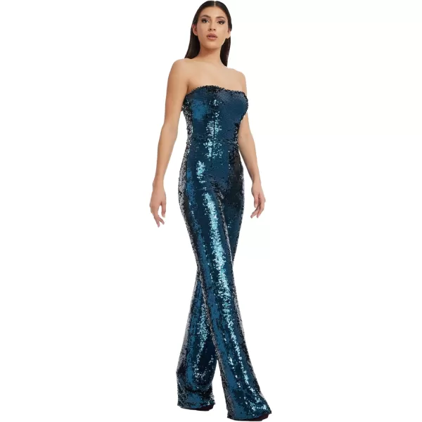 imageDress the Population Womens Andy Strapless Sequin Wide Leg JumpsuitDeep Teal