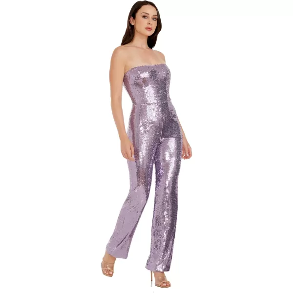 imageDress the Population Womens Andy Strapless Sequin Wide Leg JumpsuitLavender Multi