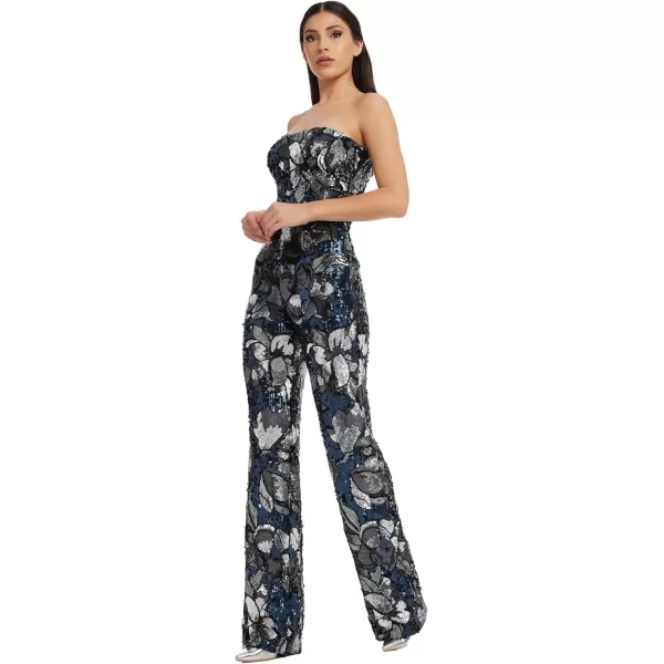 imageDress the Population Womens Andy Strapless Sequin Wide Leg JumpsuitNavy Multi