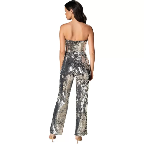 imageDress the Population Womens Andy Strapless Sequin Wide Leg JumpsuitSilver