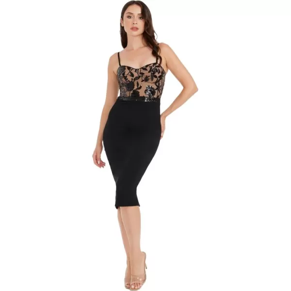 imageDress the Population Womens Silvia Bodycon Midi DressBlacknude