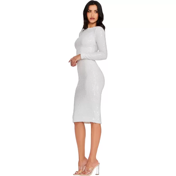 imageDress the Population Womens Emery Sequin KneeLength Bodycon Scoop Neck Dress White Multi Large