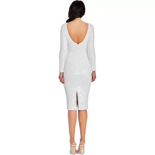 imageDress the Population Womens Emery Sequin KneeLength Bodycon Scoop Neck Dress White Multi Large
