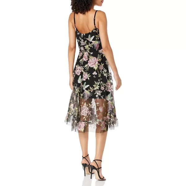 imageDress the Population Womens Uma Sweetheart Bodice Fit and Flare Midi DressBlack Multi
