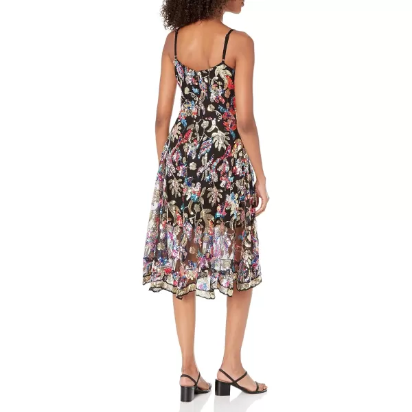 imageDress the Population Womens Uma Sweetheart Bodice Fit and Flare Midi DressGold Multi