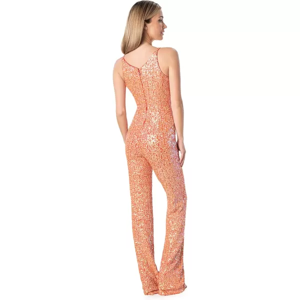 imageDress the Population womens Charlie Plunging JumpsuitApricot Multi