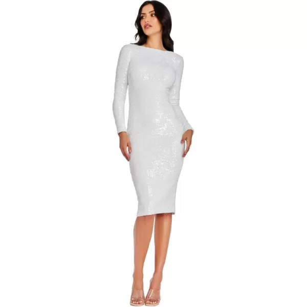 imageDress the Population Womens Emery Sequin KneeLength Bodycon Scoop Neck Dress White Multi Large