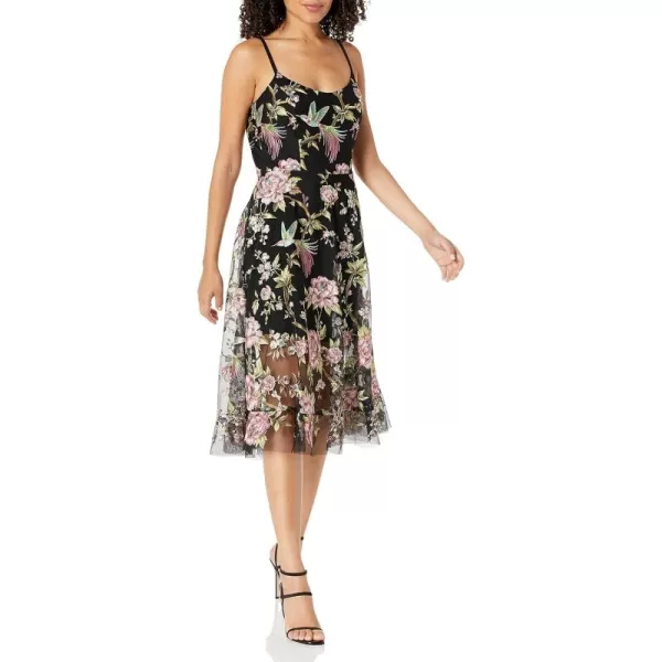 imageDress the Population Womens Uma Sweetheart Bodice Fit and Flare Midi DressBlack Multi