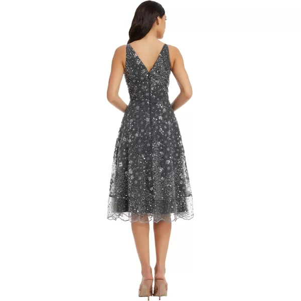 imageDress the Population Womens Elisa Sleeveless Plunge Neckline Fit and Flare Midi DressSteel